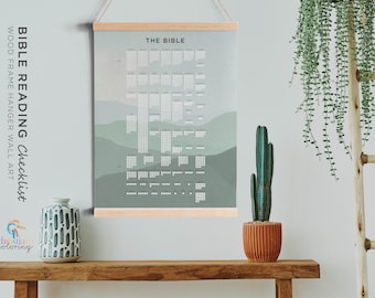 The Bible Reading Checklist Poster with Magnetic Wood Frame Hanger