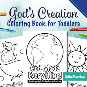 God’s Creation Coloring Book for Toddlers | KJV Bible Verses | Printable Christian Kids Faith Activity | Instant Digital Download PDF