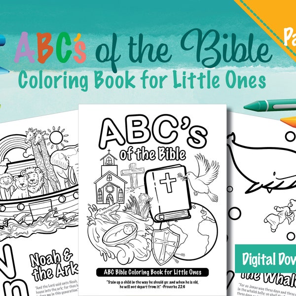 ABC's of the Bible: A Coloring Book for Little Ones | Digital Download 28-Pages | KJV Bible Theme