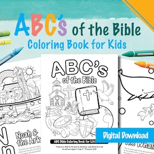 El ABC de la Biblia: Un libro para colorear para los más pequeños / Descarga digital de 28 páginas / Tema bíblico KJV