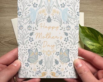 Cottagecore Mother's Day Card: Butterfly, Bird Illustrated Greeting Cards