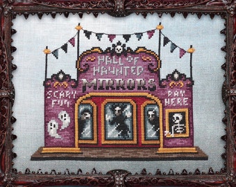 Hall of Haunted Mirrors Ghost Cross Stitch Pattern - PDF Instant Download