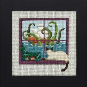 Cross Stitch Pattern - Cat, Kraken, Ocean and Boat - PDF Instant Download