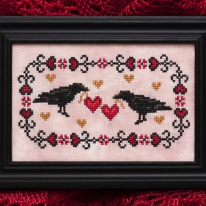 Crow Valentine Cross Stitch Pattern - PDF Instant Download