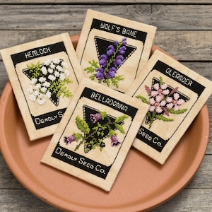 Cross Stitch Pattern - Poisonous Plants Vintage Seed Packets - PDF Instant Download