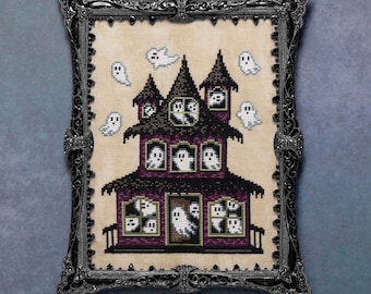 Haunted House Halloween Cross Stitch Pattern - PDF Instant Download