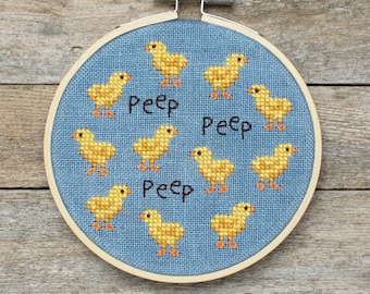 Chicken Cross Stitch Pattern - Chicks - PDF Instant Download