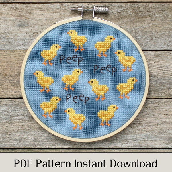 Chicken Cross Stitch Pattern - Chicks - PDF Instant Download