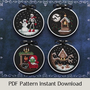 Christmas After Midnight Ornament Cross Stitch Patterns - PDF Instant Download