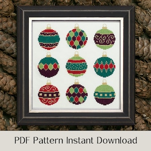 Christmas Ornament Cross Stitch Pattern - PDF Instant Download