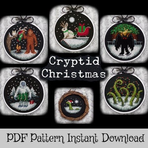 Cryptid Christmas Stitch Along, Cross Stitch Pattern - PDF Instant Download