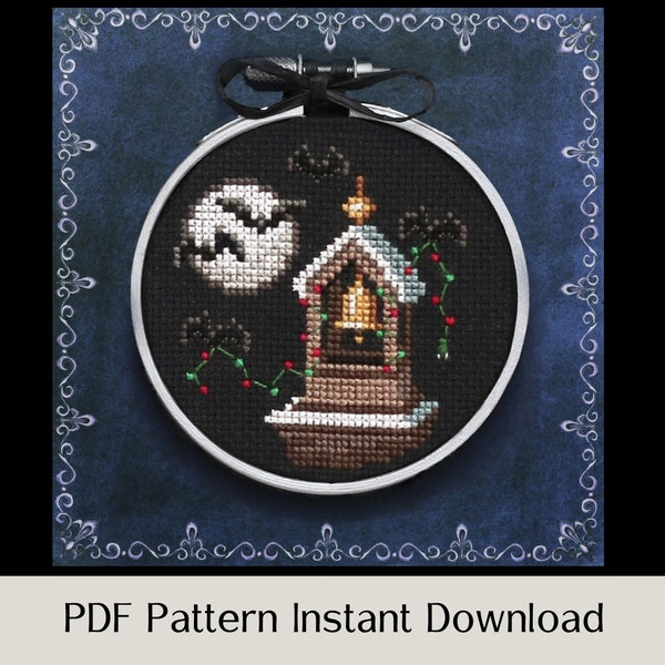 Bats in the Belfry Christmas Ornament Cross Stitch Patterns - PDF Instant Download