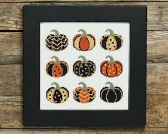 Halloween Cross Stitch Pattern - Painted Pumpkins - PDF Instant Download