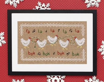 Cross Stitch Pattern - Christmas Chickens - PDF Instant Download