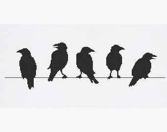 Crow Cross Stitch Pattern - PDF Instant Download