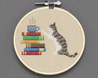 Cat with banana cross stitch pattern banana cat cross stitch anime cross stitch kawaii cat cross stitch