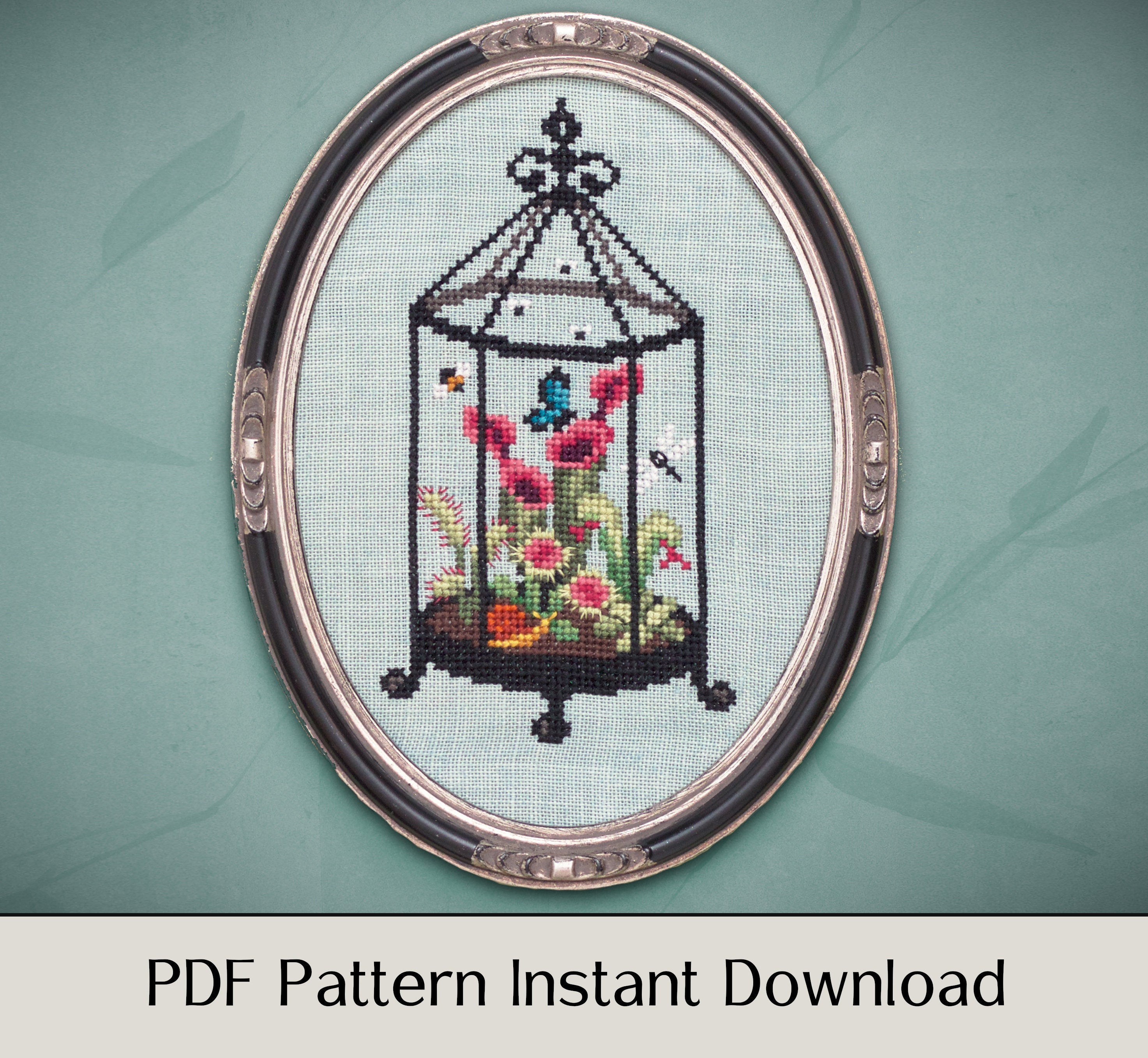 Night Terrarium - Modern Cross Stitch Pattern PDF