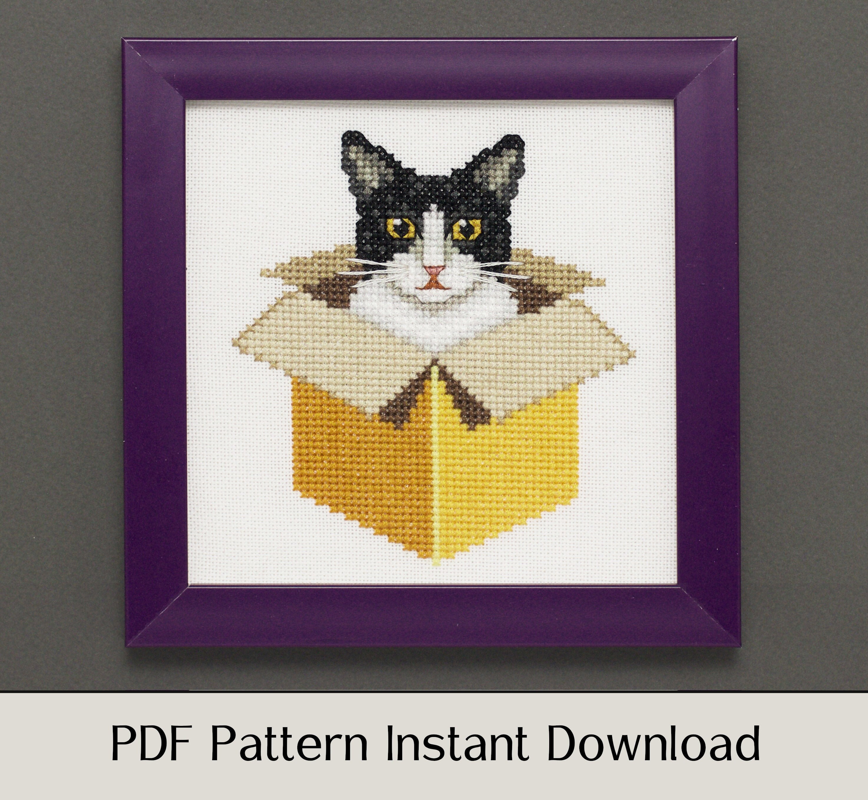 Cat Cross Stitch Pattern Tuxedo Cat in a Box PDF Instant Etsy