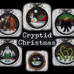 Patrón de punto de cruz navideño de críptidos - Descarga instantánea en PDF