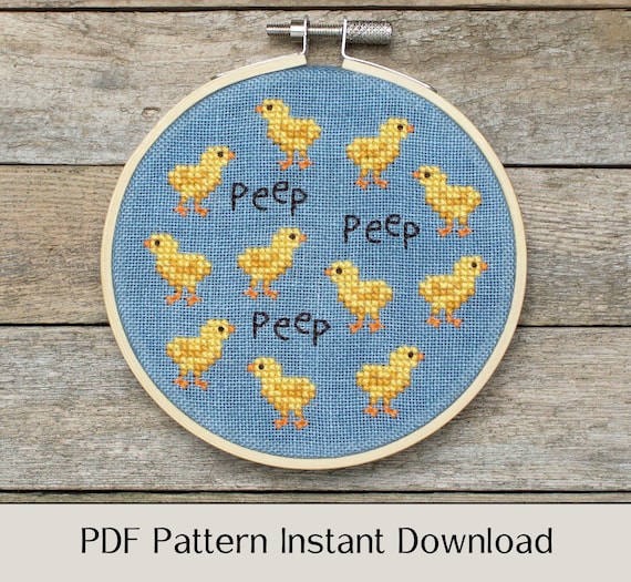 Cute Yellow Chick Pattern Modern Cross Stitch Pattern PDF Art ...