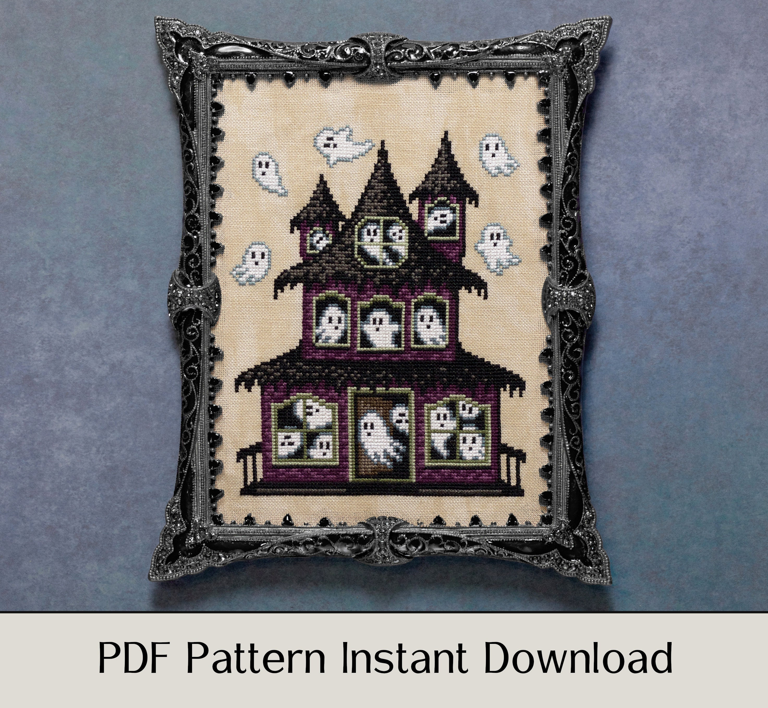 Haunted House Halloween Cross Stitch Pattern - PDF Instant Download - Etsy