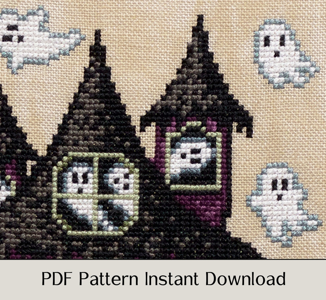 Haunted House Halloween Cross Stitch Pattern - PDF Instant Download - Etsy