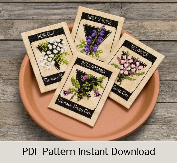 Cross Stitch Pattern Poisonous Plants Vintage Seed Packets Etsy