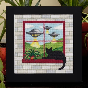 Kreuzstich Muster - Katze und die UFOs - PDF Instant Download
