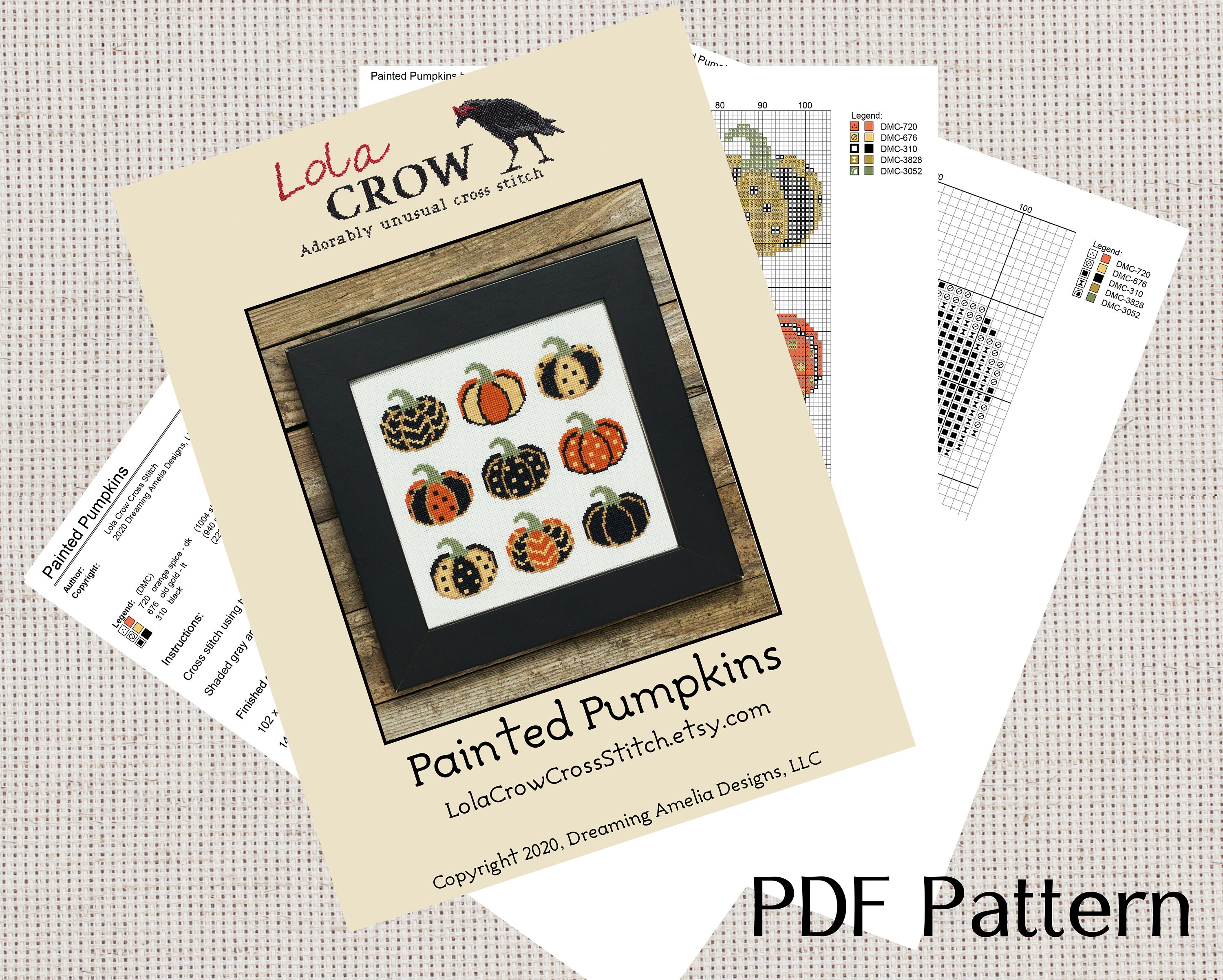 Halloween Cross Stitch Pattern - Painted Pumpkins - PDF Instant ...
