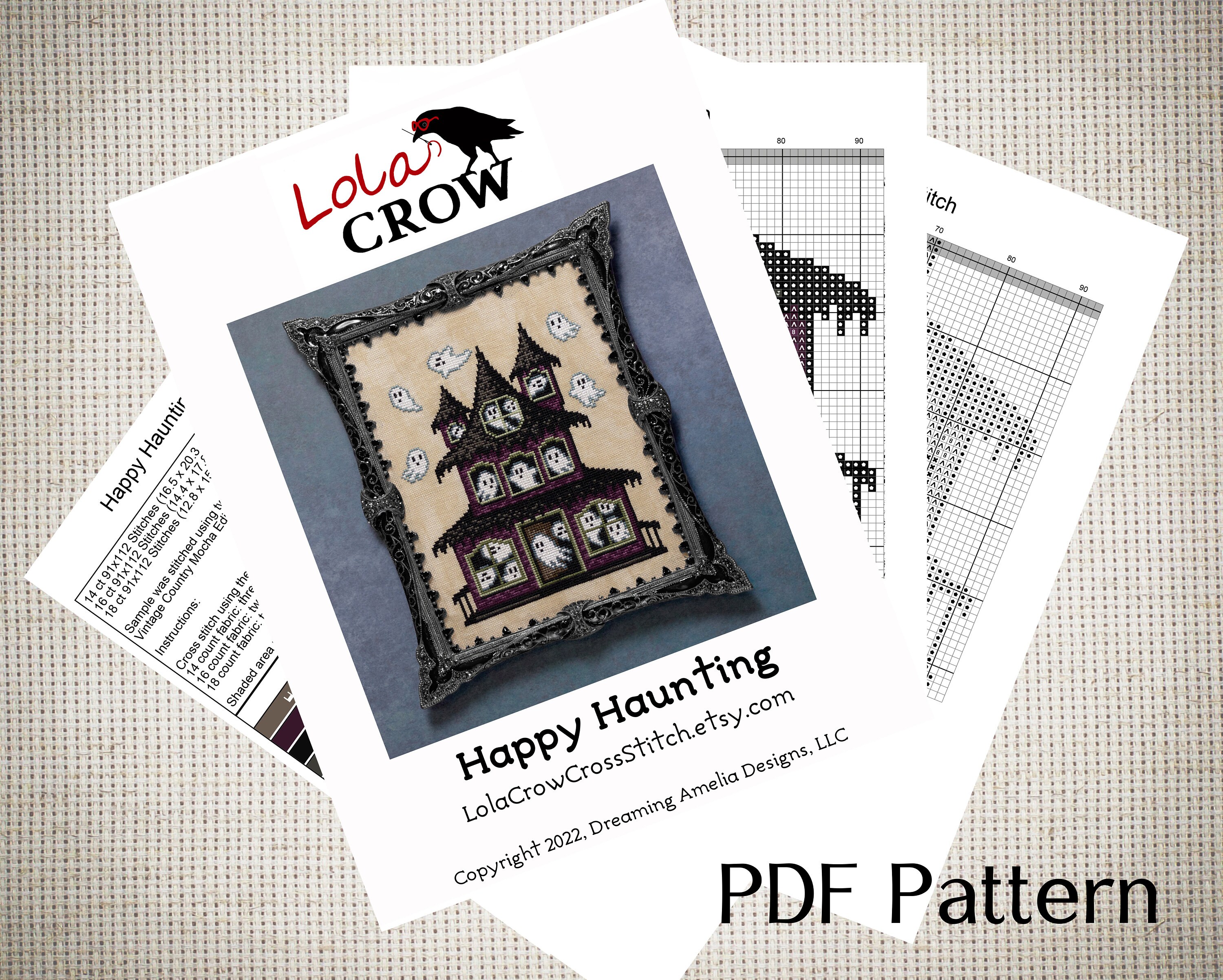 Haunted House Halloween Cross Stitch Pattern - PDF Instant Download - Etsy