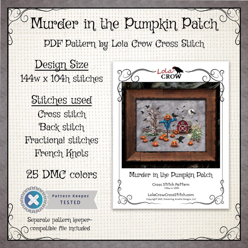 Pumpkin Patch Crows Halloween Cross Stitch Pattern - PDF Instant ...