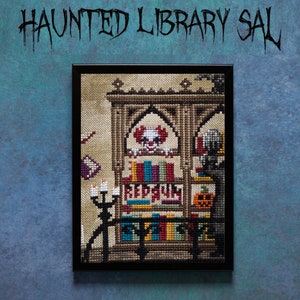 Haunted Library Halloween Stitch Along SAL, Cross Stitch Pattern PDF Instant Download image 4