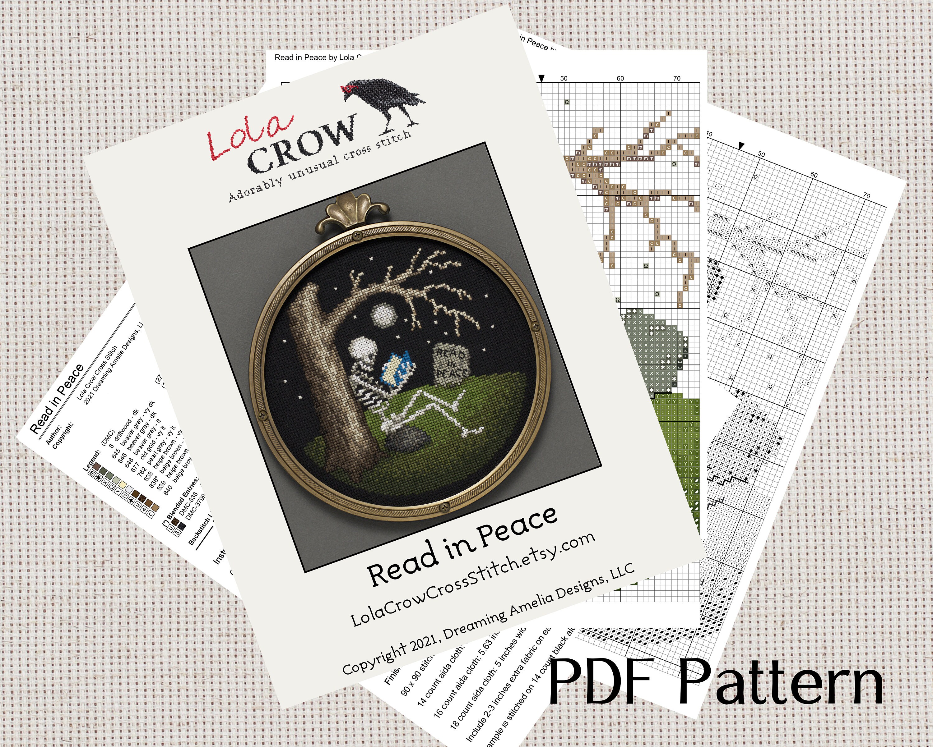 Cross Stitch Pattern Skeleton With Book PDF Instant - Etsy