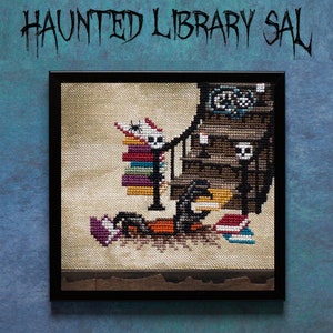 Haunted Library Halloween Stitch Along SAL, Cross Stitch Pattern PDF Instant Download image 5