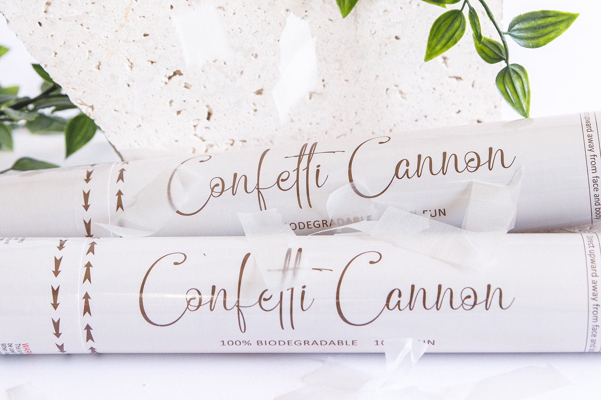 Set of 2 Confetti Cannons ,rice Paper, Eco Friendly, Wedding Confetti