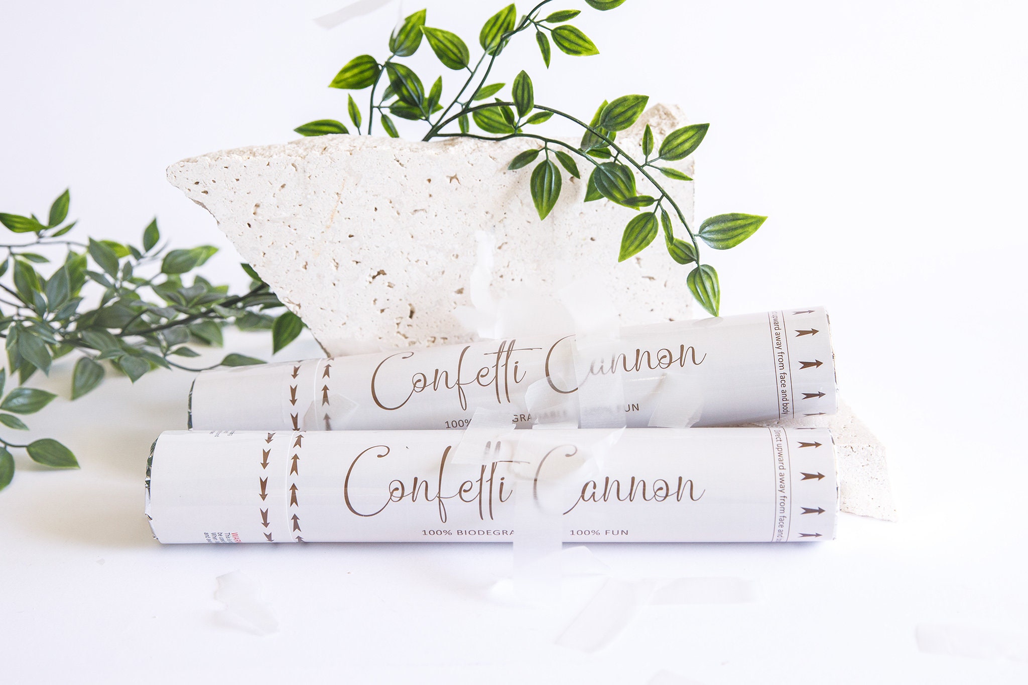 Set of 2 Confetti Cannons ,rice Paper, Eco Friendly, Wedding Confetti