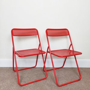 Set of 2 Vintage Folding Dining Chairs, Mid-Century 1970s Atomic Era Retro Chair