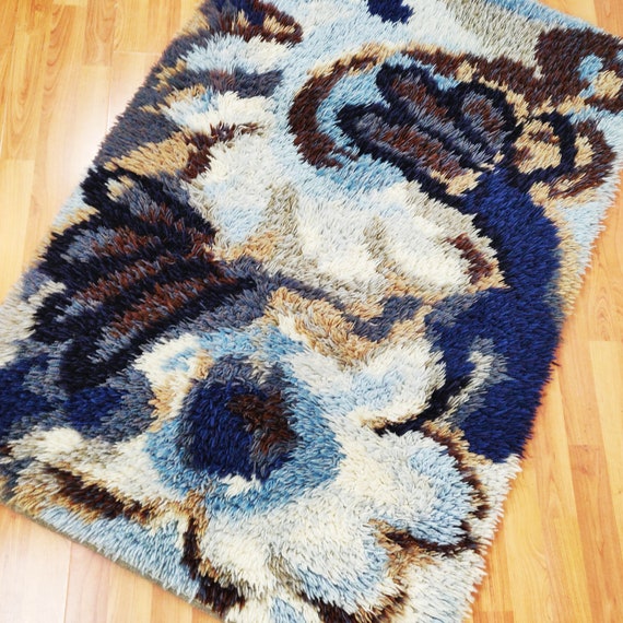 Mid Century Scandinavian Orgyte Rya Rug, Vintage Swedish Wool Shag