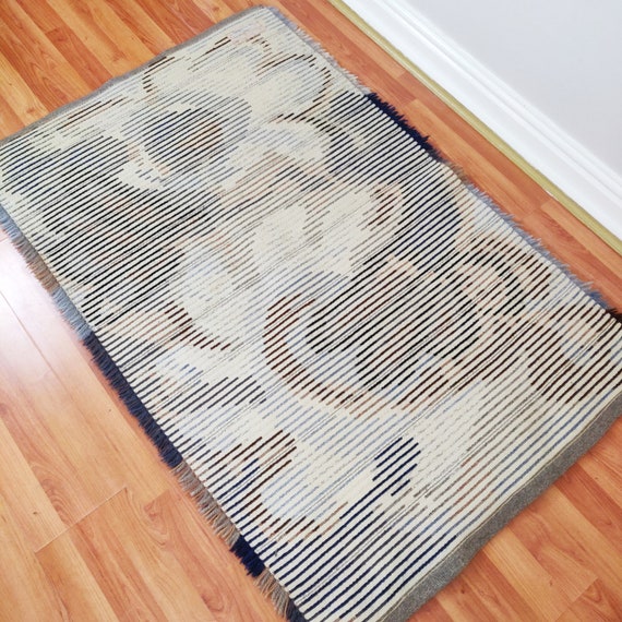 Mid Century Scandinavian Orgyte Rya Rug, Vintage Swedish Wool Shag