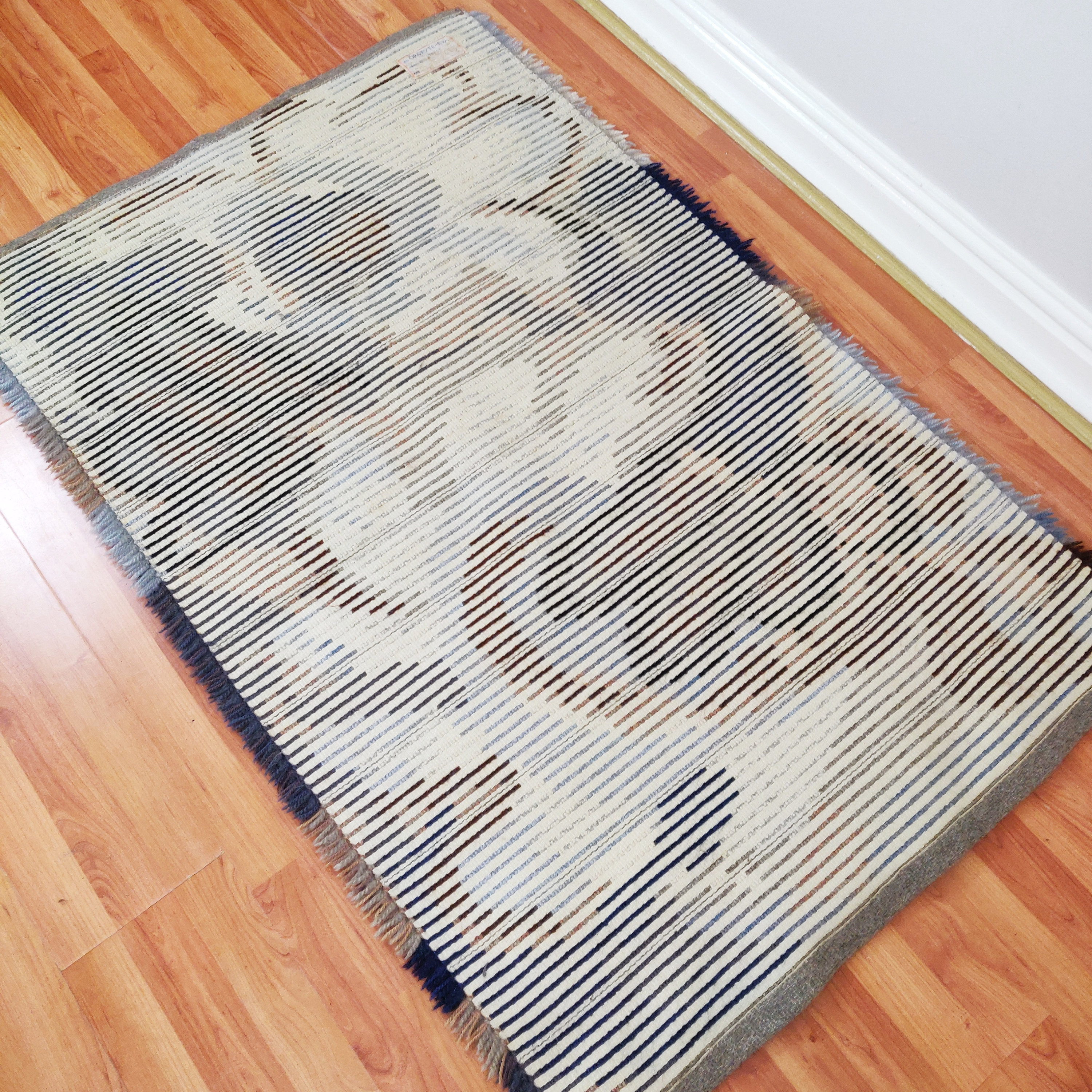 Mid Century Scandinavian Orgyte Rya Rug, Vintage Swedish Wool Shag