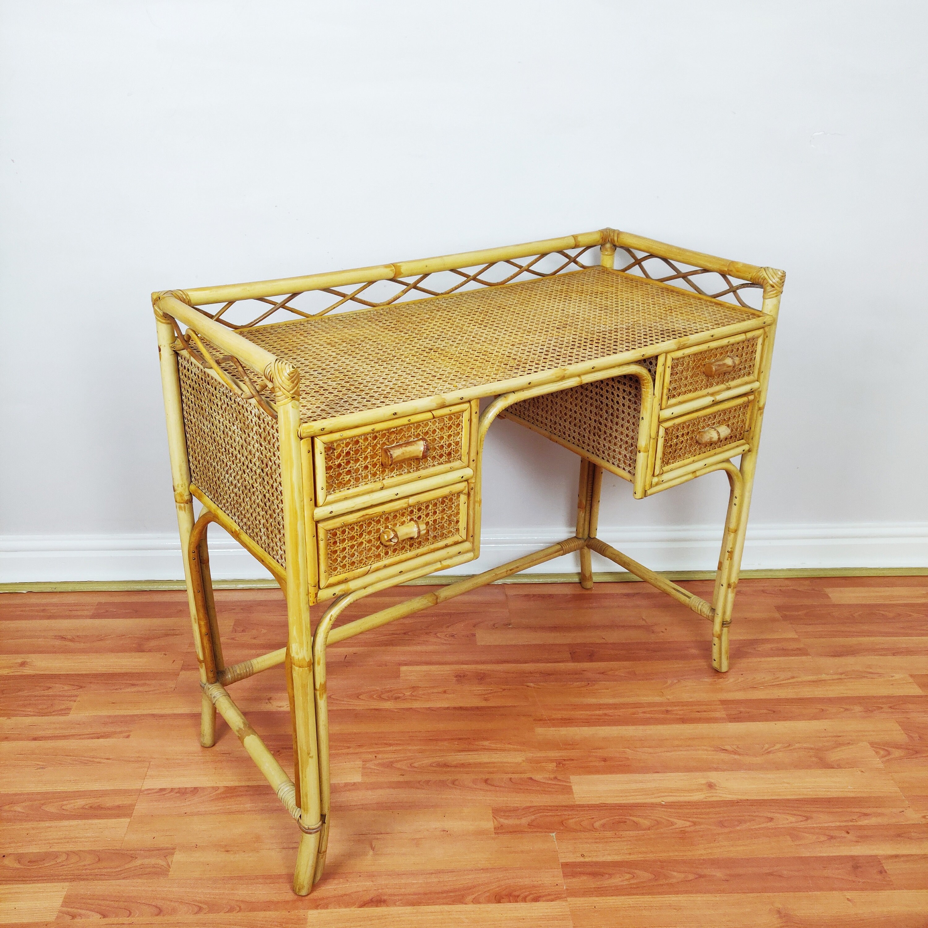 Vintage Angraves Bamboo Rattan Desk Dressing Table Mid Etsy UK
