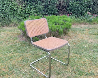 Marcel Breuer Cesca Style Rattan Chair, MCM Tubular Chrome Chair