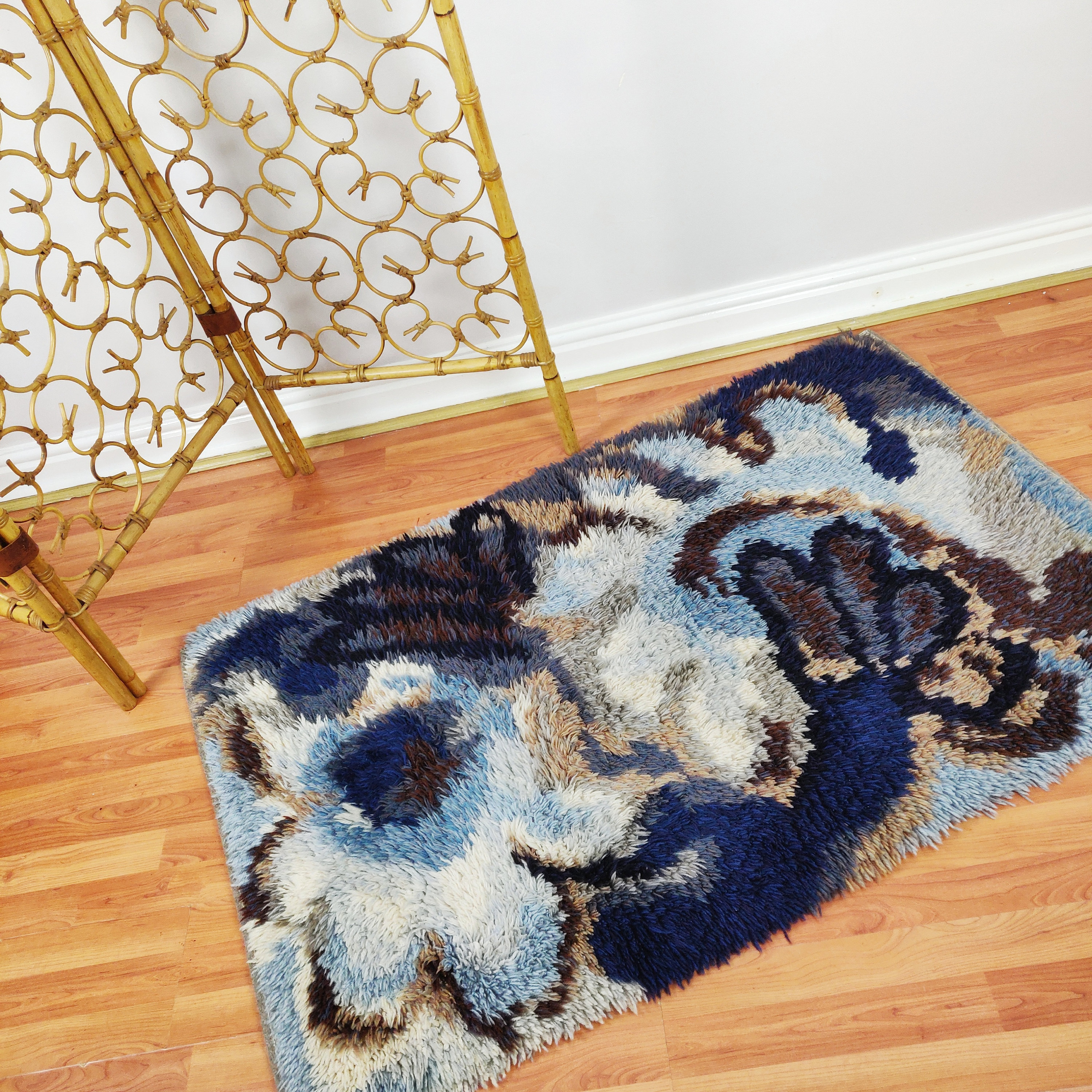 Mid Century Scandinavian Orgyte Rya Rug, Vintage Swedish Wool Shag
