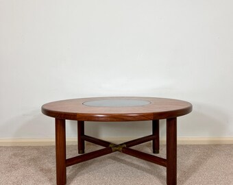 Vintage Rare G Plan Coffee Table Circular Round Smoked Glass Top