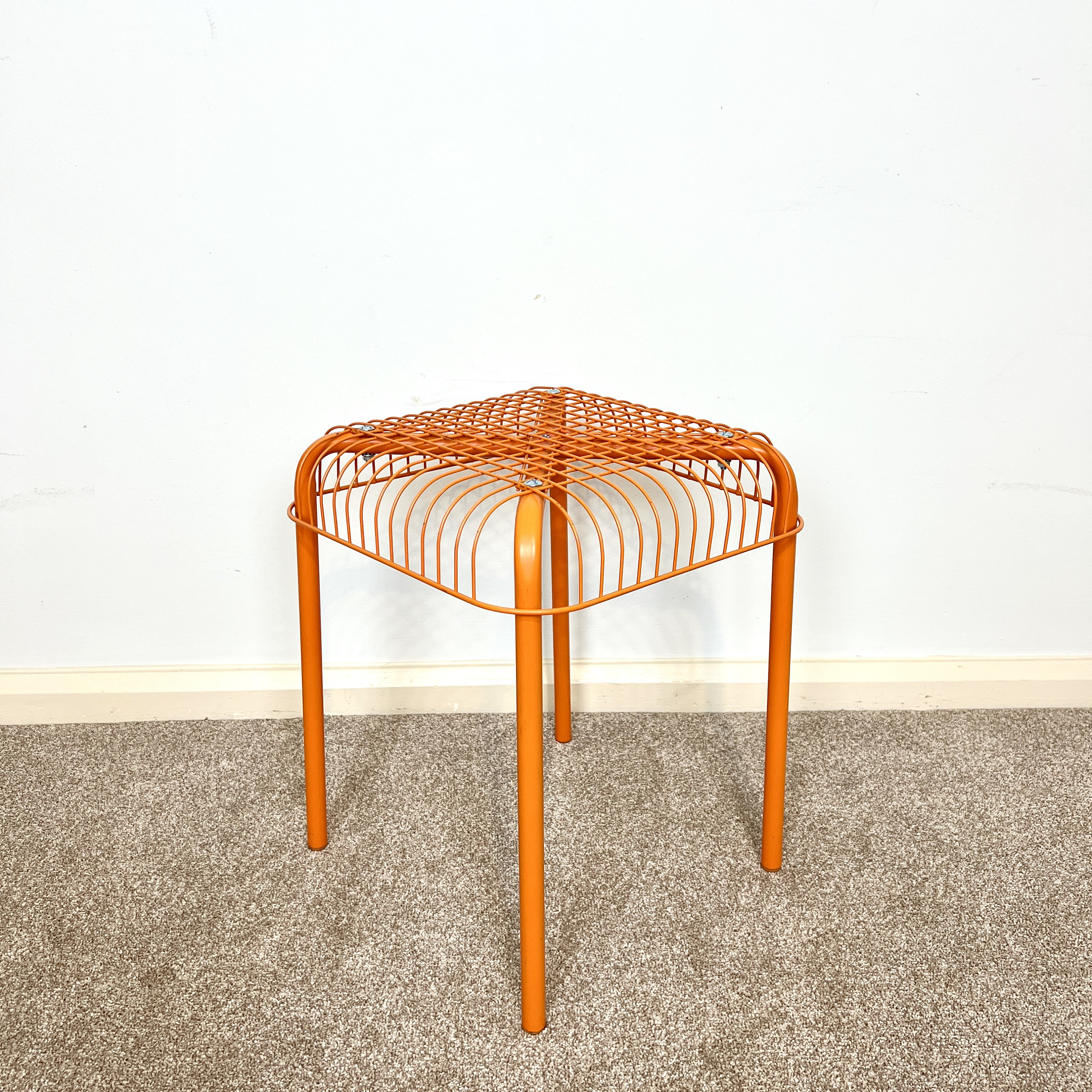 Vintage Orange Industrial Metal Stool Ikea Västeron - Etsy