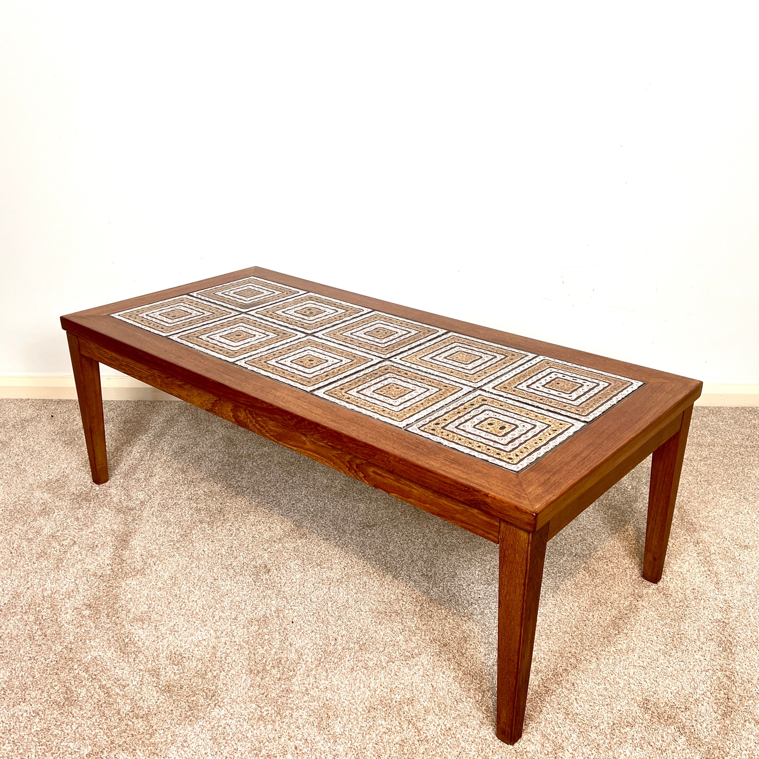 Mid-century Tiled Top Teak Coffee Table - Etsy