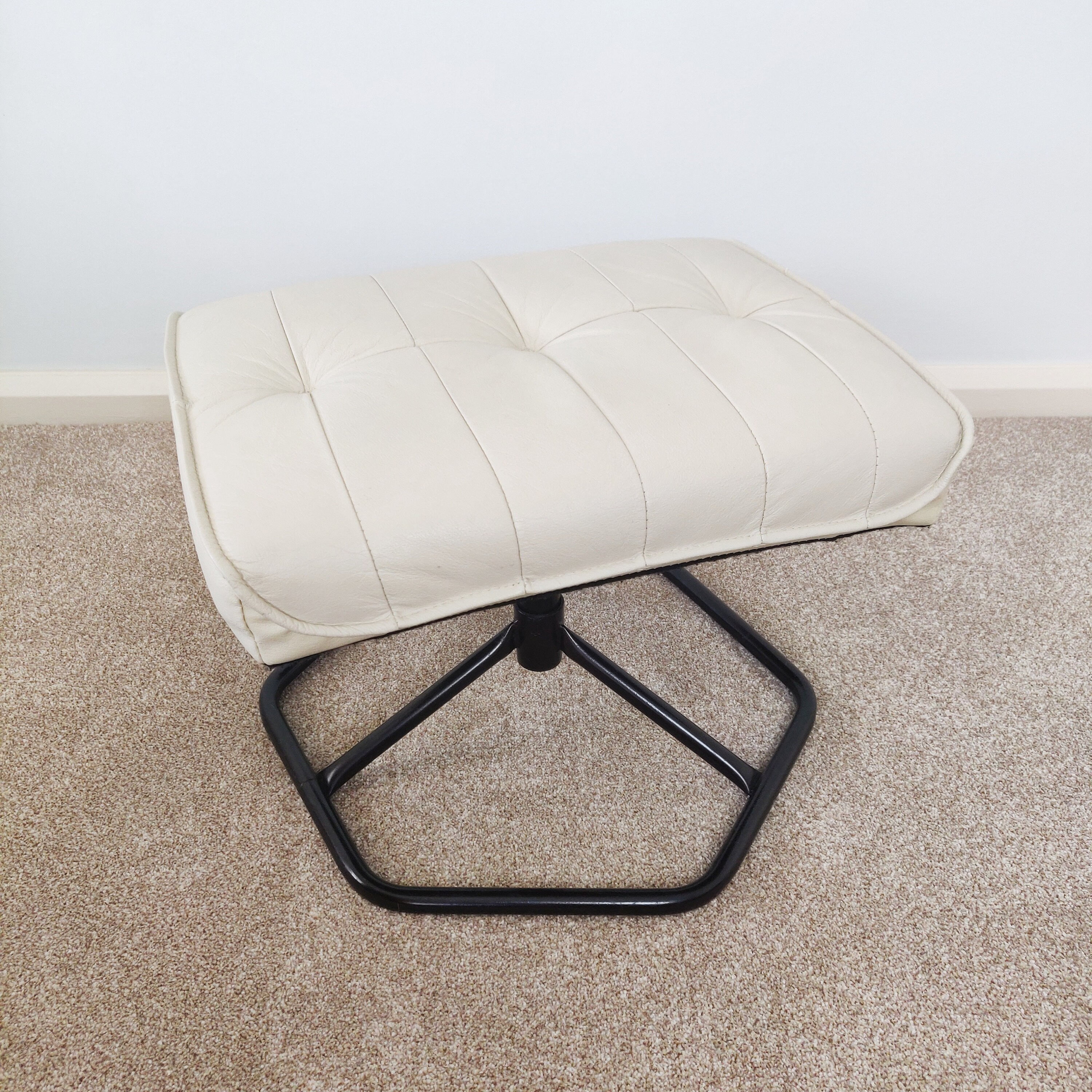 Mid Century Danish Leather Swivel Chair With Foot Stool by Unico Etsy