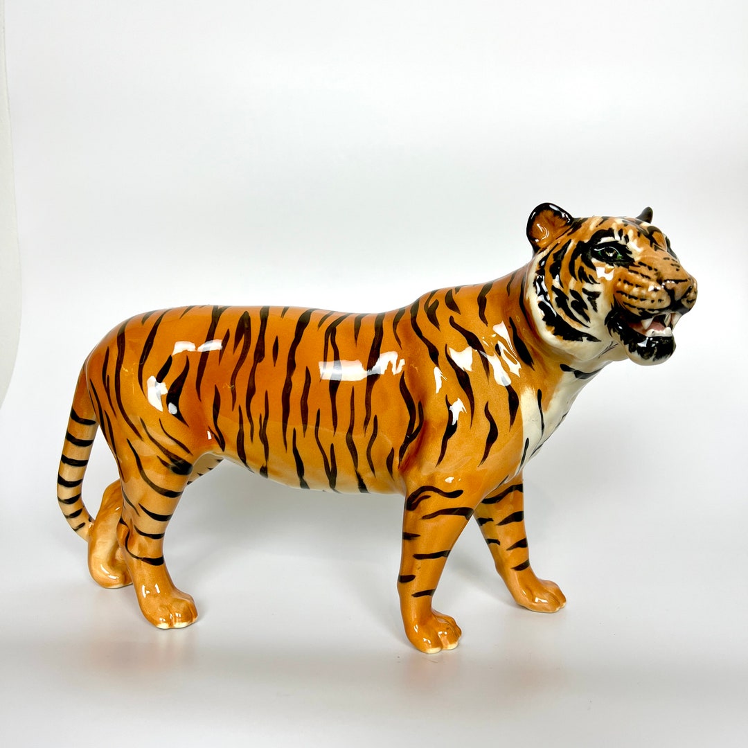 Large Vintage Ceramic Tiger Figurines Etsy UK