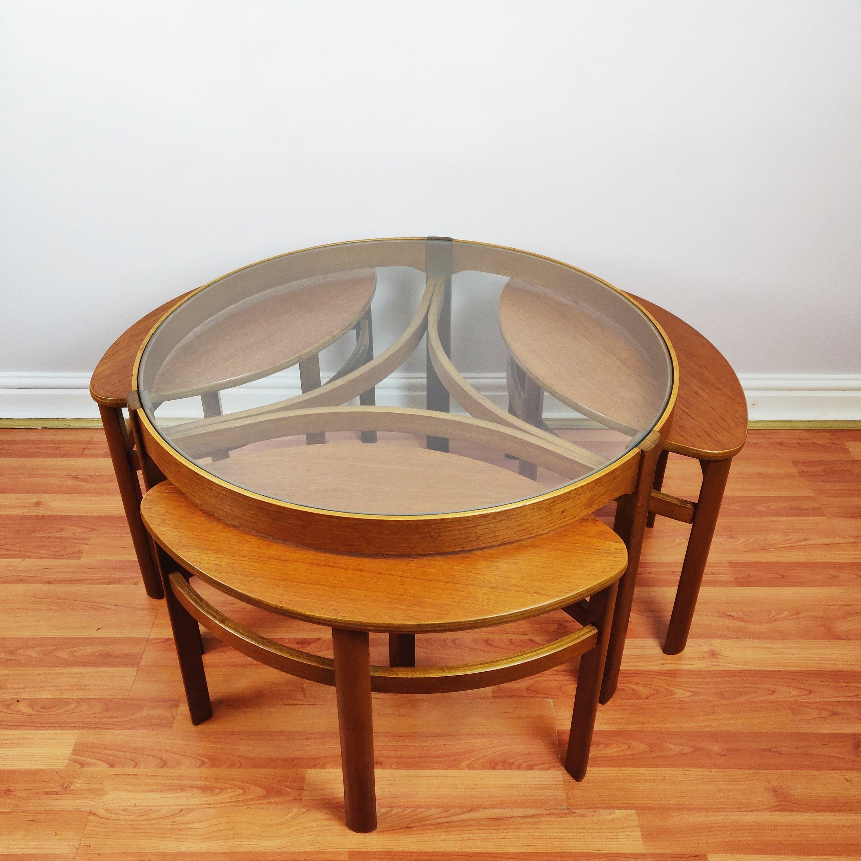 Vintage Nathan Trinity Nesting Tables Mid century Modern Round