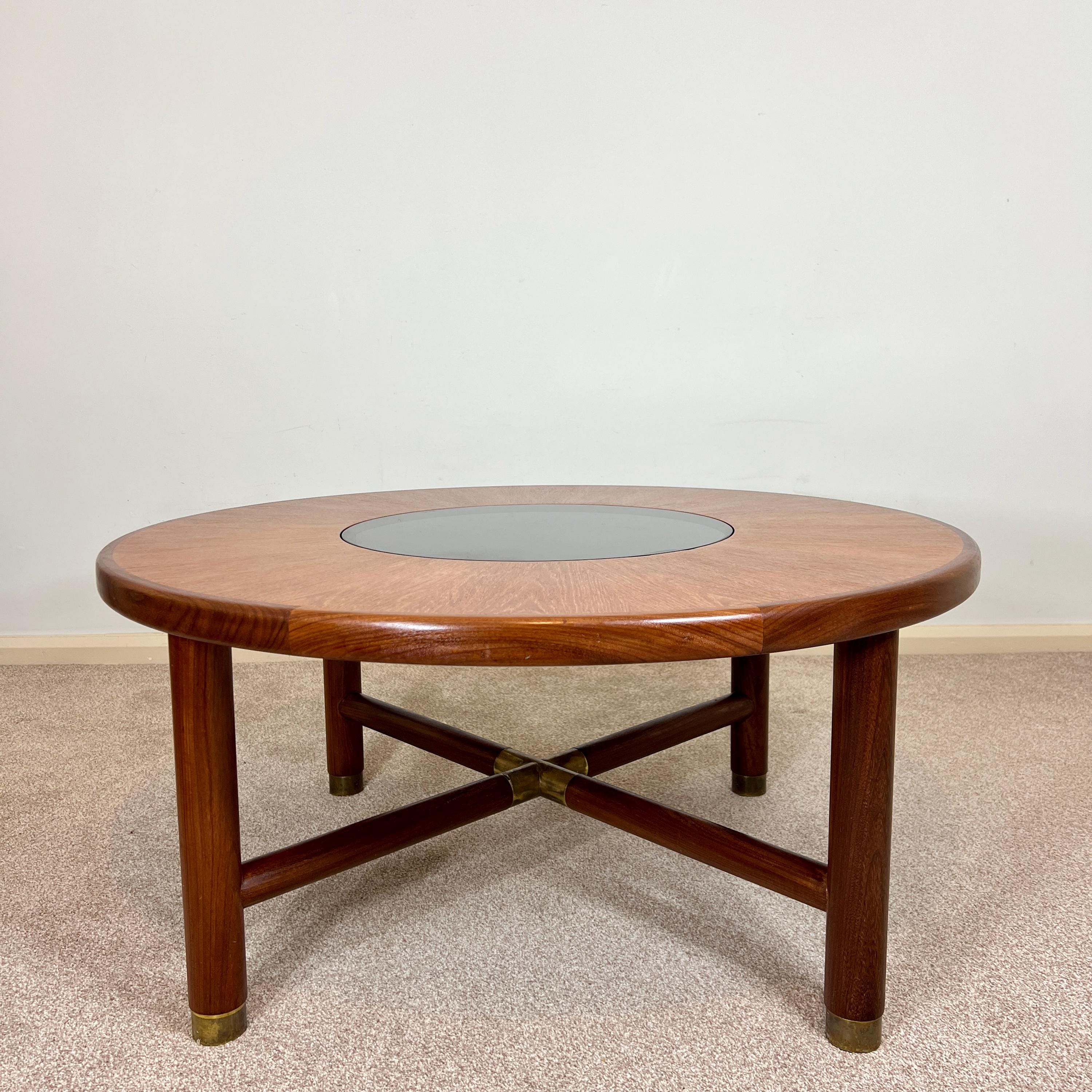 G-PLAN round glass table コーヒーテーブル Vintage Rare G Plan Coffee Table Circular Round Smoked Glass Top